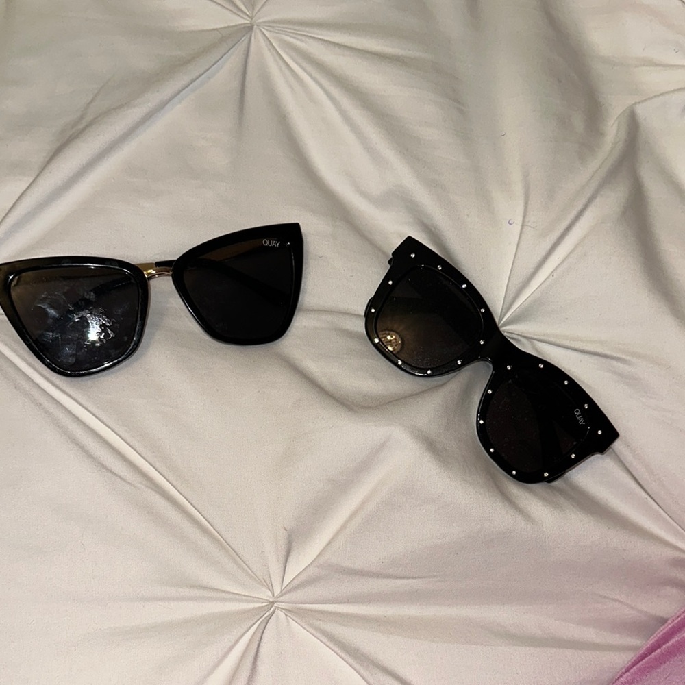 Quay Australia Black Sunglasses Modern Cat-Eye Design